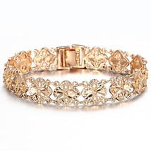 Bracelet Bangle for Women Ladies 585 Rose Gold Fashion Cut Out Carved Flower Hea - £12.39 GBP