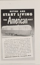 1952 Print Ad American Coach Travel Trailers Made in Cassopolis,Michigan - $12.07
