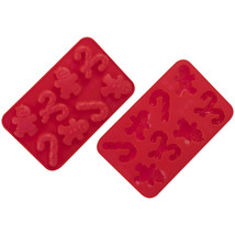 Silicone Gingerbread &amp; Candy Cane Chocolate Mould 2pcs (Red) - £15.77 GBP
