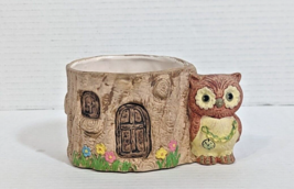 Vintage Garden Owl Pocket Watch Novelty Ceramic Planter Tree Stump - £13.96 GBP