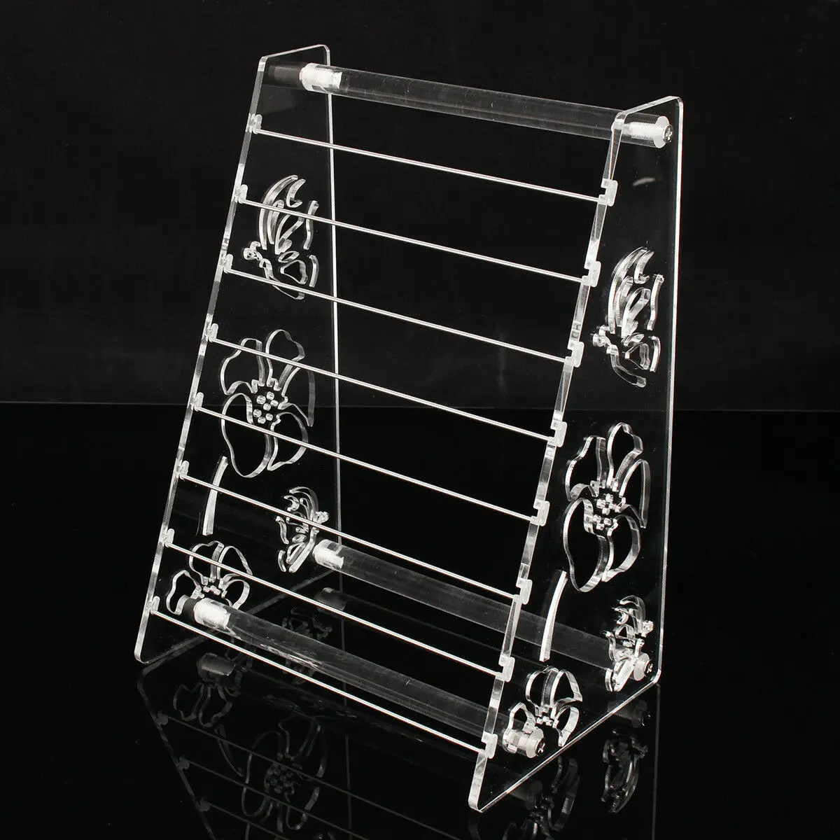 Transparent Acrylic 8 Tier Metal Bar Bracelet Charm Beads Jewelry Display Holder - £33.13 GBP