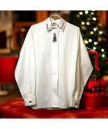 Vintage Nutcracker Christmas Embroidered Shirt Holiday Collar Accents Wo... - $19.64