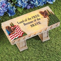 Solar Patriotic Bench Garden Statue American Eagle Cemetery Beloved Depa... - $29.53