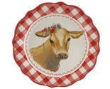 Four (4) Pioneer Woman ~ Red &amp; White Gingham w/Cow Pattern ~ 8.7&quot; Salad ... - $46.75