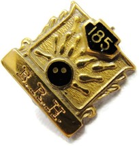 Bowling &quot;185&quot; Vintage Lapel Pin Monogrammed &quot;B.R.H.&quot; 1/10 10Kt Gold Filled - £15.49 GBP