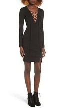 NEW Nordstrom WAYF Gala Black Lace Up Bodycon Viscose Mini Dress Size XS - £23.34 GBP