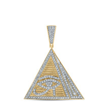 10kt Yellow Gold Mens Round Diamond Pyramid Eye Ra Charm Pendant 1-7/8 Cttw - £1,722.29 GBP