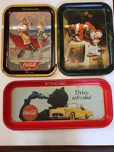 LOT 3 Vintage Coca Cola Trays, Drive Refreshed, Sea Captain, Santa, 1990, 87, 73 - £23.19 GBP