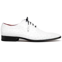 Criss Genuine Ostrich Quill Oxford Dress Shoes White image 1