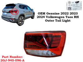 2GJ945096A OEM Genuine 22-24 Volkswagen Taos Outer RH Passenger Tail Light - $113.85