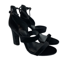 Vince Camuto Heels 10 Black Velvet Robeka Chunky Oval Strappy Sandal Ankle Strap - £39.06 GBP