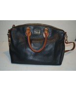 Dooney  &amp; Bourke Black Tan Pebbled Grain Leather Zip Dome Satchel/Crossb... - $176.01 CAD