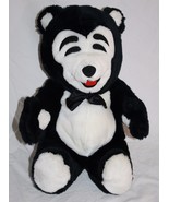 Bruno Bear Black White Plush Red Mouth 14&quot; Bow Tie Stuffed Animal Soft T... - $27.16 CAD