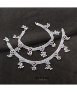 Real Sterling Silver Indian women pink white CZ Bridle Anklets Ankle Pai... - £208.98 GBP