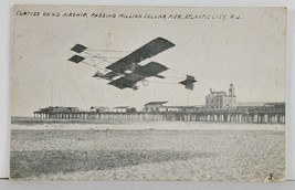 NJ Curtiss On His Airship Passing Million Dollar Pier Atlantic City Postcard Q4 - £11.82 GBP