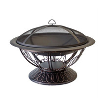 30 x 18 in. Wood Burning Firepit with Scroll Design Black - $172.94