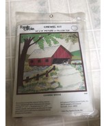 Vintage Family Circle Crewel Kit D302 Covered Bridge 14&quot;x14&quot; New and Sea... - £19.33 GBP