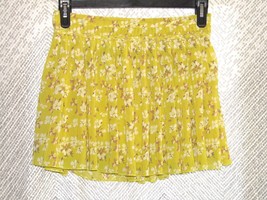 American Eagle Outfitters Womens Yellow Skirt Floral Pleated Flowy Size 4 Zipper - £11.10 GBP