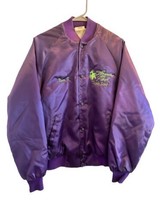 Vtg Longacres Park Horse Racing Track Satin Jacket Usa L Purple &quot;Tom&quot; Track Crew - $85.49