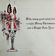 Christmas Candelabra Victorian Greeting Card Embossed Bright New Year PC... - $19.99