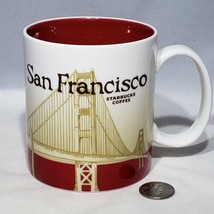 Starbucks San Francisco Collector Series 16 oz Gold Red Mug 2010 EUC - £11.94 GBP