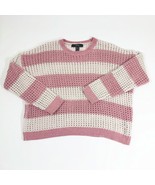 Forever 21 Dusty Pink &amp; White Open Knit Crochet Cropped Sweater Wms Med - $273.70 MXN