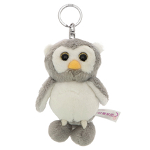 NICI Owl Boy Gray White Stuffed Animal Beanbag Key Chain 4 inches 10 cm - $11.50