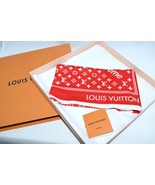 Supreme Louis Vuitton Monogramm Kopftuch Rot Mini Schal 55 CM R52 - £975.73 GBP