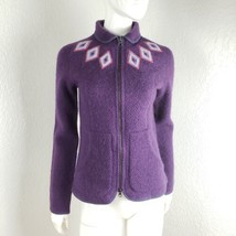 J. Davidsson Icelandic Wool Sweater Peter Pan Zip Up Purple Cardigan Nor... - £73.80 GBP