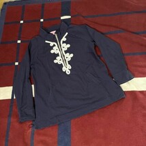 Lilly Pulitzer True Navy White Embroidered Skipper Popover Sweatshirt XL - $50.00