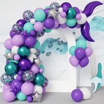 Mermaid Balloon Garland Kit, Mermaid Tail Arch Party Supplies With Purple Green  - £14.11 GBP