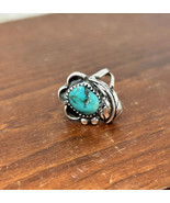 Vintage Native American Sterling Navajo Turquoise Ring Russell Toledo RJ... - $75.49