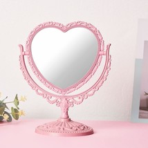 Pink Heart Mirror Double Sides Vanity Makeup Desk Mirror Approx 27&quot; X 11&quot; NEW - £17.13 GBP