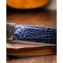Massimo Exotic Caiman Flank Belt All Sizes Navy image 5