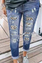 Leopard Print Ripped Jeans - £28.14 GBP+