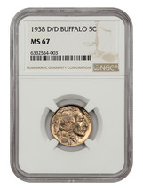 1938-D/D Buffalo 5c NGC MS67 - £325.65 GBP