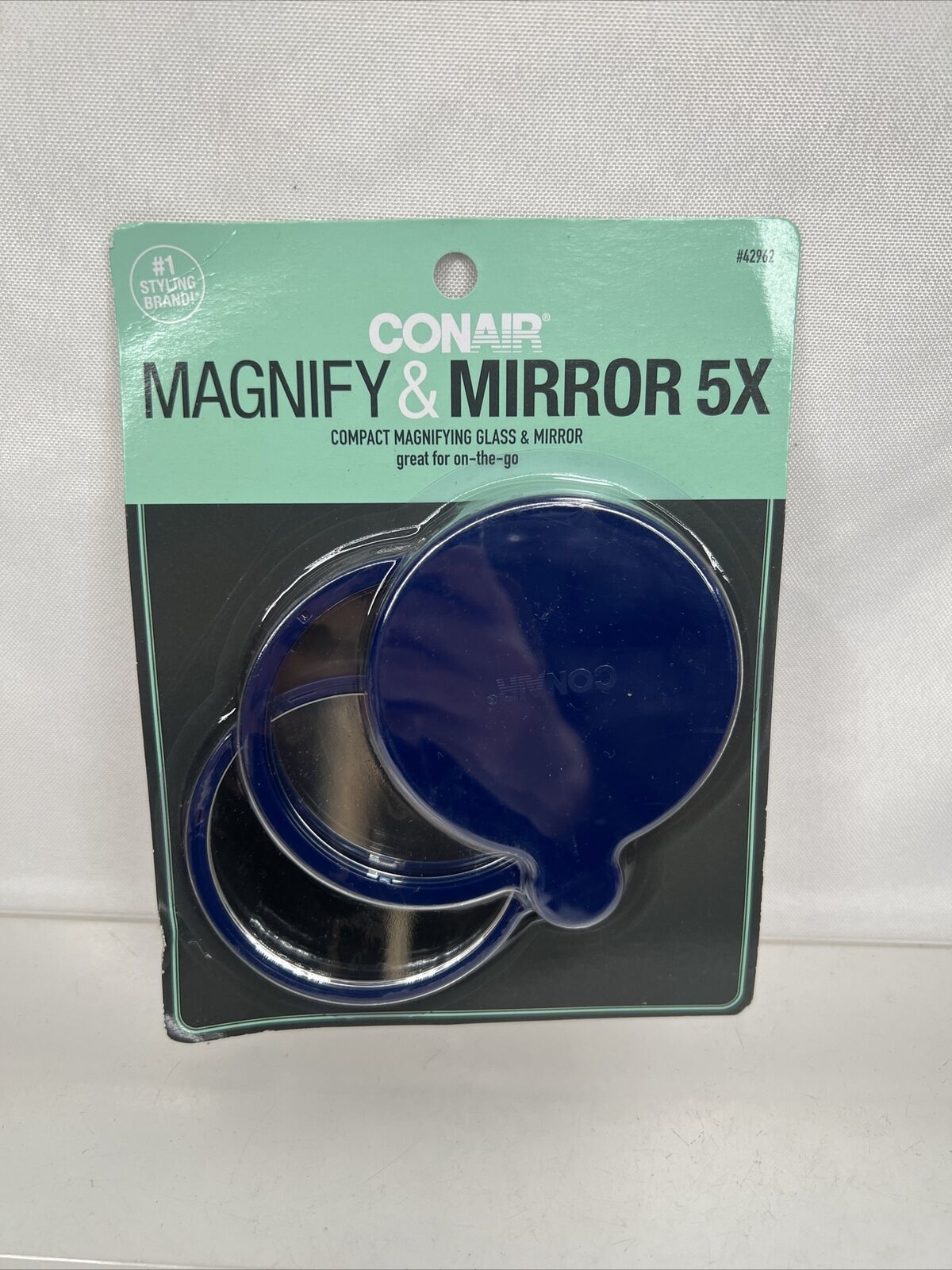 Conair Compact 5x Magnifying Glass &amp; Mirror Blue Purse Travel Folding - $4.74