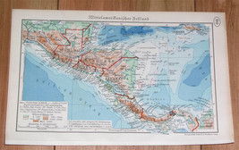 1938 VINTAGE MAP CENTRAL AMERICA GUATEMALA HONDURAS NICARAGUA COSTA RICA... - $27.18