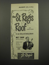 1951 Hotel St. Regis Ad - The St. Regis Roof Milt Shaw - £14.78 GBP