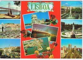 Portugal Postcard Lisbon Lisboa Multi View Monuments Bridges - £1.63 GBP