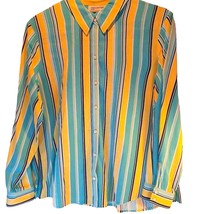 Jones New York Women&#39;s Sport Button Front Shirt Multicolor Striped  XL - $376.73 MXN