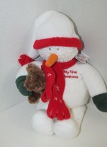 Baby Gund Plush Snowman w/ teddy bear My First Christmas soft toy red sc... - £3.78 GBP