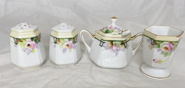 Vintage Hand-painted Nippon Salt &amp; Pepper Shakers Sugar bowl cup and spoon - £35.05 GBP