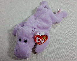 Retired Ty Beanie Babies Original Happy Style # 04061 Lavender Hippopotamus - $849.99