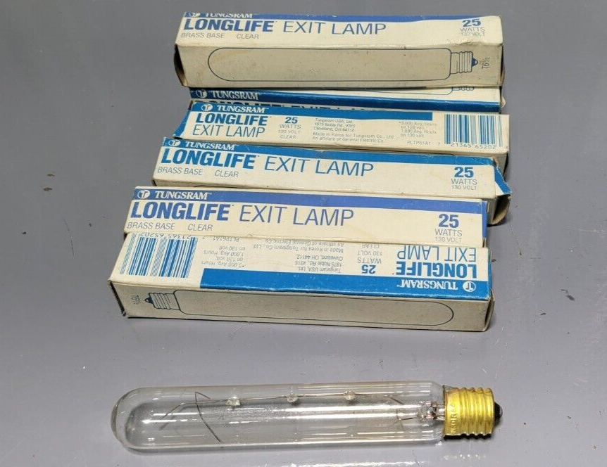 (Lot of 5) Tungsram 25watt/CL 120V Brass Screw Base Exit Light Bulb Clear - $19.95