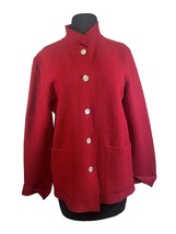 100% Wool Red Button front Jacket Blazer Pockets Lightweight Size Small - £15.80 GBP