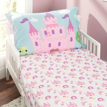 Toddler Girl&#39;s Princess, Magic Castle Fitted Sheet and Reversible Pillow... - $16.82