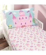 Toddler Girl&#39;s Princess, Magic Castle Fitted Sheet and Reversible Pillow... - $16.82