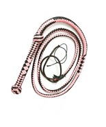 8 Feet Long Indiana Jones Bullwhip Genuine Leather Black/Pink 12 Plait B... - $26.64
