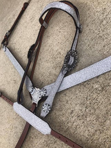 Bling! Western Saddle Horse Silver Glitter Bridle + Breast Collar + Wither Strap - £78.97 GBP